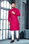 DESIGNER COTTON SLUB SILVER WEAVING WORK MEN'S KURTA WITH PAYJAMA RANI