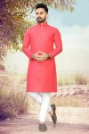 DESIGNER COTTON SLUB SILVER WEAVING WORK MEN’S KURTA PAYJAMA PARTY WEAR WHOLESALE PRICE ETHNIC GARMENT (3)