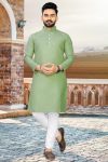 DESIGNER COTTON SLUB SILVER WEAVING WORK MEN’S KURTA PAYJAMA PARTY WEAR WHOLESALE PRICE ETHNIC GARMENT (6)
