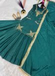 DESIGNER CREEP SILK BEADS HAND WORK WITH SEQUENCE MULTI NEEDLE EMBROIDERY AND ZARI WORK TOP LEHENGA WITH DUPATTA PARTY WEAR WHOLESALE PRICE ETHNIC GARMENT (5)