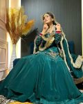 DESIGNER CREEP SILK BEADS HAND WORK WITH SEQUENCE MULTI NEEDLE EMBROIDERY AND ZARI WORK TOP LEHENGA WITH DUPATTA PARTY WEAR WHOLESALE PRICE ETHNIC GARMENT (5)