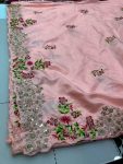 DESIGNER DOLA SILK EMBROIDERY WORK SAREE WITH UNSTITCHED BLOUSE FESTIVE WEAR WHOLESALE PRICE ETHNIC GARMENT (3)