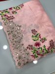 DESIGNER DOLA SILK EMBROIDERY WORK SAREE WITH UNSTITCHED BLOUSE FESTIVE WEAR WHOLESALE PRICE ETHNIC GARMENT (3)