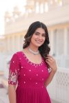 DESIGNER FAUX BLOOMING EMBROIDERY ZARI SEQUENCE WORK GOWN FESTIVE WEAR WHOLESALE PRICE ETHNIC GARMENT (19)