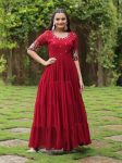 DESIGNER FAUX BLOOMING EMBROIDERY ZARI SEQUENCE WORK GOWN FESTIVE WEAR WHOLESALE PRICE ETHNIC GARMENT (10)