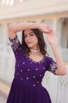 DESIGNER FAUX BLOOMING EMBROIDERY ZARI SEQUENCE WORK GOWN FESTIVE WEAR WHOLESALE PRICE ETHNIC GARMENT (15)