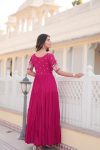 DESIGNER FAUX BLOOMING EMBROIDERY ZARI SEQUENCE WORK GOWN FESTIVE WEAR WHOLESALE PRICE ETHNIC GARMENT (19)