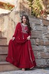 DESIGNER FAUX BLOOMING SEQUENCE MULTI AND BEADS EMBROIDERED WORK GOWN WITH DUPATTA FESTIVE WEAR WHOLESALE PRICE ETHNIC GARMENT (5)