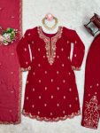 DESIGNER FAUX GEORGETTE THREAD WORK TOP BOTTOM WITH DUPATTA FESTIVE WEAR WHOLESALE PRICE ETHNIC GARMENT (3)