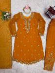 DESIGNER FAUX GEORGETTE THREAD WORK TOP BOTTOM WITH DUPATTA FESTIVE WEAR WHOLESALE PRICE ETHNIC GARMENT (3)