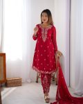 DESIGNER FAUX GEORGETTE THREAD WORK TOP BOTTOM WITH DUPATTA FESTIVE WEAR WHOLESALE PRICE ETHNIC GARMENT (3)