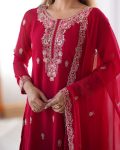 DESIGNER FAUX GEORGETTE THREAD WORK TOP BOTTOM WITH DUPATTA FESTIVE WEAR WHOLESALE PRICE ETHNIC GARMENT (3)