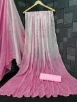 DESIGNER GEORGETTE DIGITAL PRINTED HAND WORK SAREE WITH UNSTITCHED BLOUSE PARTY WEAR WHOLESALE PRICE ETHNIC GARMENT (3)