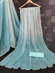 DESIGNER GEORGETTE DIGITAL PRINTED HAND WORK SAREE WITH UNSTITCHED BLOUSE PARTY WEAR WHOLESALE PRICE ETHNIC GARMENT (5)