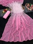 DESIGNER GEORGETTE DIGITAL PRINTED HAND WORK SAREE WITH UNSTITCHED BLOUSE PINK