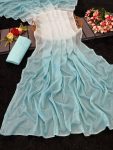DESIGNER GEORGETTE DIGITAL PRINTED HAND WORK SAREE WITH UNSTITCHED BLOUSE SKY