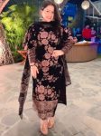 DESIGNER GEORGETTE EMBROIDERY AND MOTI WORK TOP BOTTOM WITH DUPATTA BLACK