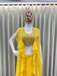 DESIGNER GEORGETTE EMBROIDERY BEADS SEQUENCE WORK WITH HEAVY LACE WORK BLOUSE DHOTI WITH KOTI PARTY WEAR WHOLESALE PRICE ETHNIC GARMENT (3)