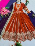 DESIGNER GEORGETTE EMBROIDERY SEQUENCE CODING WORK GOWN BOTTOM WITH DUPATTA PARTY WEAR WHOLESALE PRICE ETHNIC GARMENT (1)