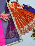DESIGNER GEORGETTE EMBROIDERY SEQUENCE CODING WORK GOWN BOTTOM WITH DUPATTA PARTY WEAR WHOLESALE PRICE ETHNIC GARMENT (1)