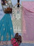 DESIGNER GEORGETTE EMBROIDERY SEQUENCE WITH MIRROR HAND WORK TOP PALAZZO WITH DUPATTA FESTIVE WEAR WHOLESALE PRICE ETHNIC GARMENT (1)