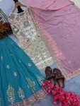DESIGNER GEORGETTE EMBROIDERY SEQUENCE WITH MIRROR HAND WORK TOP PALAZZO WITH DUPATTA FESTIVE WEAR WHOLESALE PRICE ETHNIC GARMENT (1)