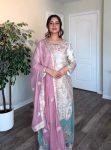 DESIGNER GEORGETTE EMBROIDERY SEQUENCE WITH MIRROR HAND WORK TOP PALAZZO WITH DUPATTA FESTIVE WEAR WHOLESALE PRICE ETHNIC GARMENT (1)