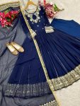 DESIGNER GEORGETTE EMBROIDERY SEQUENCE WORK GOWN BOTTOM WITH DUPATTA PARTY WEAR WHOLESALE PRICE ETHNIC GARMENT (1)