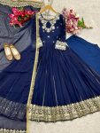 DESIGNER GEORGETTE EMBROIDERY SEQUENCE WORK GOWN BOTTOM WITH DUPATTA PARTY WEAR WHOLESALE PRICE ETHNIC GARMENT (1)