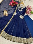 DESIGNER GEORGETTE EMBROIDERY SEQUENCE WORK GOWN BOTTOM WITH DUPATTA PARTY WEAR WHOLESALE PRICE ETHNIC GARMENT (1)
