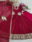 DESIGNER GEORGETTE EMBROIDERY SEQUENCE WORK GOWN BOTTOM WITH DUPATTA PARTY WEAR WHOLESALE PRICE ETHNIC GARMENT (2)