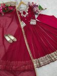 DESIGNER GEORGETTE EMBROIDERY SEQUENCE WORK GOWN BOTTOM WITH DUPATTA PARTY WEAR WHOLESALE PRICE ETHNIC GARMENT (2)