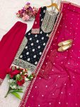 DESIGNER GEORGETTE EMBROIDERY SEQUENCE WORK TOP PALAZZO WITH DUPATTA FESTIVE WEAR WHOLESALE PRICE ETHNIC GARMENT (4)