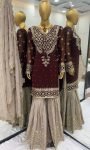 DESIGNER GEORGETTE EMBROIDERY SEQUENCE WORK TOP SHARARA WITH DUPATTA FESTIVE WEAR WHOLESALE PRICE ETHNIC GARMENT (2)