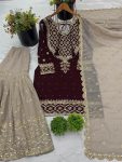 DESIGNER GEORGETTE EMBROIDERY SEQUENCE WORK TOP SHARARA WITH DUPATTA FESTIVE WEAR WHOLESALE PRICE ETHNIC GARMENT (2)