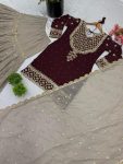 DESIGNER GEORGETTE EMBROIDERY SEQUENCE WORK TOP SHARARA WITH DUPATTA FESTIVE WEAR WHOLESALE PRICE ETHNIC GARMENT (2)