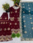 DESIGNER GEORGETTE EMBROIDERY SEQUENCE WORK TOP SHARARA WITH DUPATTA PARTY WEAR WHOLESALE PRICE ETHNIC GARMENT (5)
