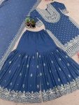 DESIGNER GEORGETTE EMBROIDERY SEQUENCE WORK TOP SHARARA WITH DUPATTA PARTY WEAR WHOLESALE PRICE ETHNIC GARMENT (4)