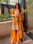 DESIGNER GEORGETTE EMBROIDERY SEQUENCE WORK TOP SHARARA WITH DUPATTA PARTY WEAR WHOLESALE PRICE ETHNIC GARMENT (4)