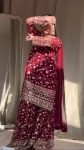 DESIGNER GEORGETTE EMBROIDERY THREAD SEQUENCE WORK TOP SHARARA WITH DUPATTA PARTY WEAR WHOLESALE PRICE ETHNIC GARMENT (6)