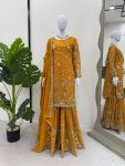 DESIGNER GEORGETTE EMBROIDERY THREAD SEQUENCE WORK TOP SHARARA WITH DUPATTA PARTY WEAR WHOLESALE PRICE ETHNIC GARMENT (3)