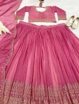 DESIGNER GEORGETTE EMBROIDERY TREAD AND SEQUENCE WORK LEHENGA CHOLI WITH DUPATTA PARTY WEAR WHOLESALE PRICE ETHNIC GARMENT (3)
