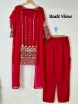 DESIGNER GEORGETTE EMBROIDERY ZARI SEQUENCE WORK TOP BOTTOM WITH ATTACHED DUPATTA PARTY WEAR WHOLESALE PRICE ETHNIC GARMENT (6)