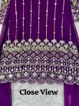 DESIGNER GEORGETTE EMBROIDERY ZARI SEQUENCE WORK TOP BOTTOM WITH ATTACHED DUPATTA PARTY WEAR WHOLESALE PRICE ETHNIC GARMENT (7)