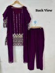 DESIGNER GEORGETTE EMBROIDERY ZARI SEQUENCE WORK TOP BOTTOM WITH ATTACHED DUPATTA PARTY WEAR WHOLESALE PRICE ETHNIC GARMENT (7)