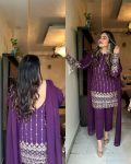DESIGNER GEORGETTE EMBROIDERY ZARI SEQUENCE WORK TOP BOTTOM WITH ATTACHED DUPATTA PARTY WEAR WHOLESALE PRICE ETHNIC GARMENT (7)