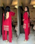 DESIGNER GEORGETTE EMBROIDERY ZARI SEQUENCE WORK TOP BOTTOM WITH ATTACHED DUPATTA PARTY WEAR WHOLESALE PRICE ETHNIC GARMENT (6)