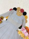 DESIGNER GEORGETTE HANDWORK FANCY SLEEVES FLAIRED GOWN PARTY WEAR WHOLESALE PRICE ETHNIC GARMENT (5)