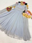 DESIGNER GEORGETTE HANDWORK FANCY SLEEVES FLAIRED GOWN PARTY WEAR WHOLESALE PRICE ETHNIC GARMENT (5)