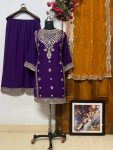 DESIGNER GEORGETTE SEQUENCE AND ZARI EMBROIDERY WORK TOP PALAZZO WITH DUPATTA FESTIVE WEAR WHOLESALE PRICE ETHNIC GARMENT (1)